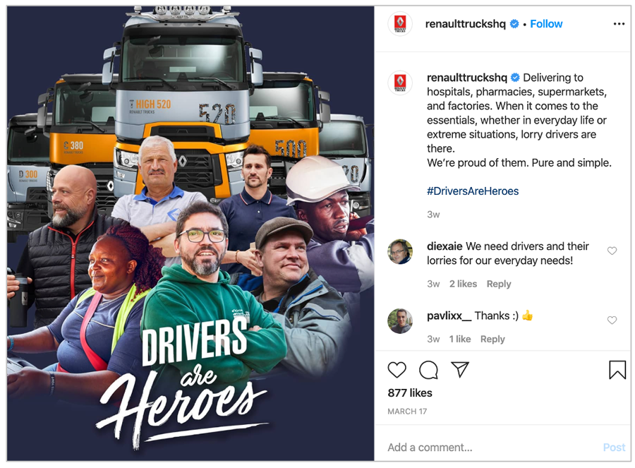 social media posts that support the drivers are heroes hashtag