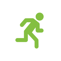 icon of person running to represent giving participants the right to withdraw during usability testing