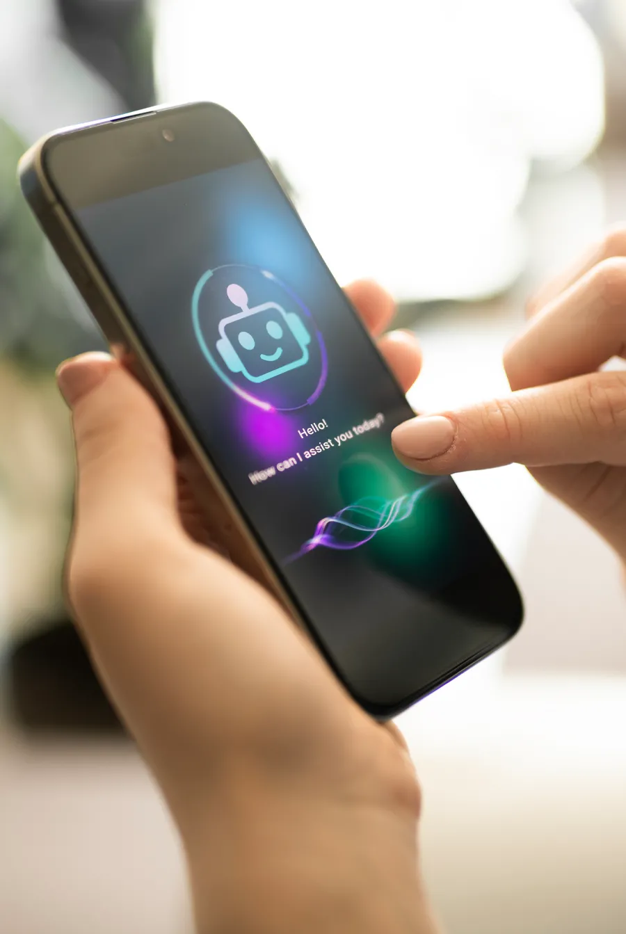 Woman using AI chatbot