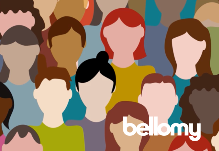 Illustration of a crowd of faces representing customer segmentation