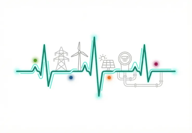 Heartbeat rhythm with utility-centric icons