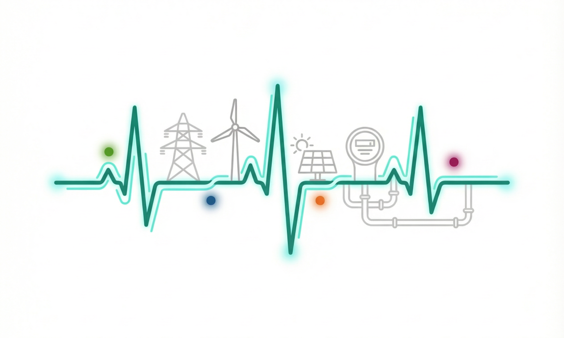 Heartbeat rhythm with utility-centric icons