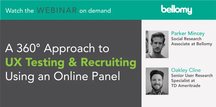 Webinar title page: UX Testing & Recruiting using an online panel
