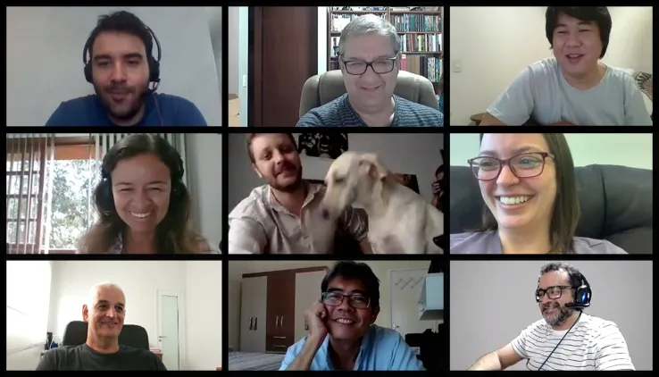 Grid of people on a video call, representing customer interviews and segmentation insights