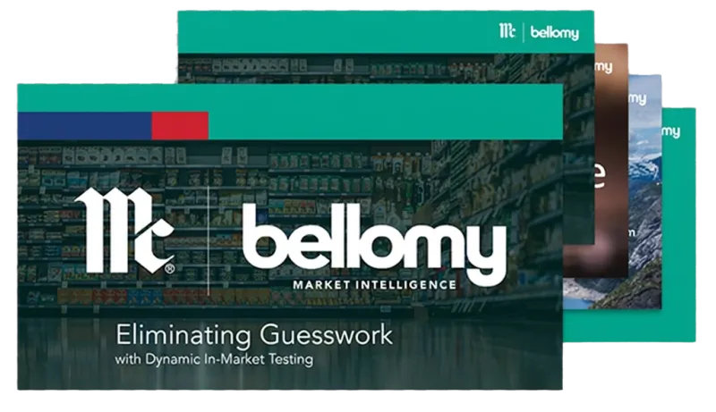 Images of PowerPoint slides titled Eliminating Guesswork with Dynamic In-Market Testing